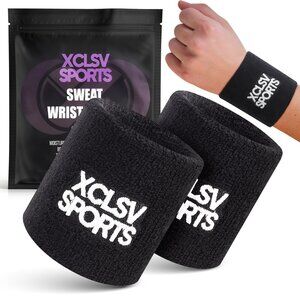 Black Terry Cloth Sweat-Wicking Sports Wrist Bands